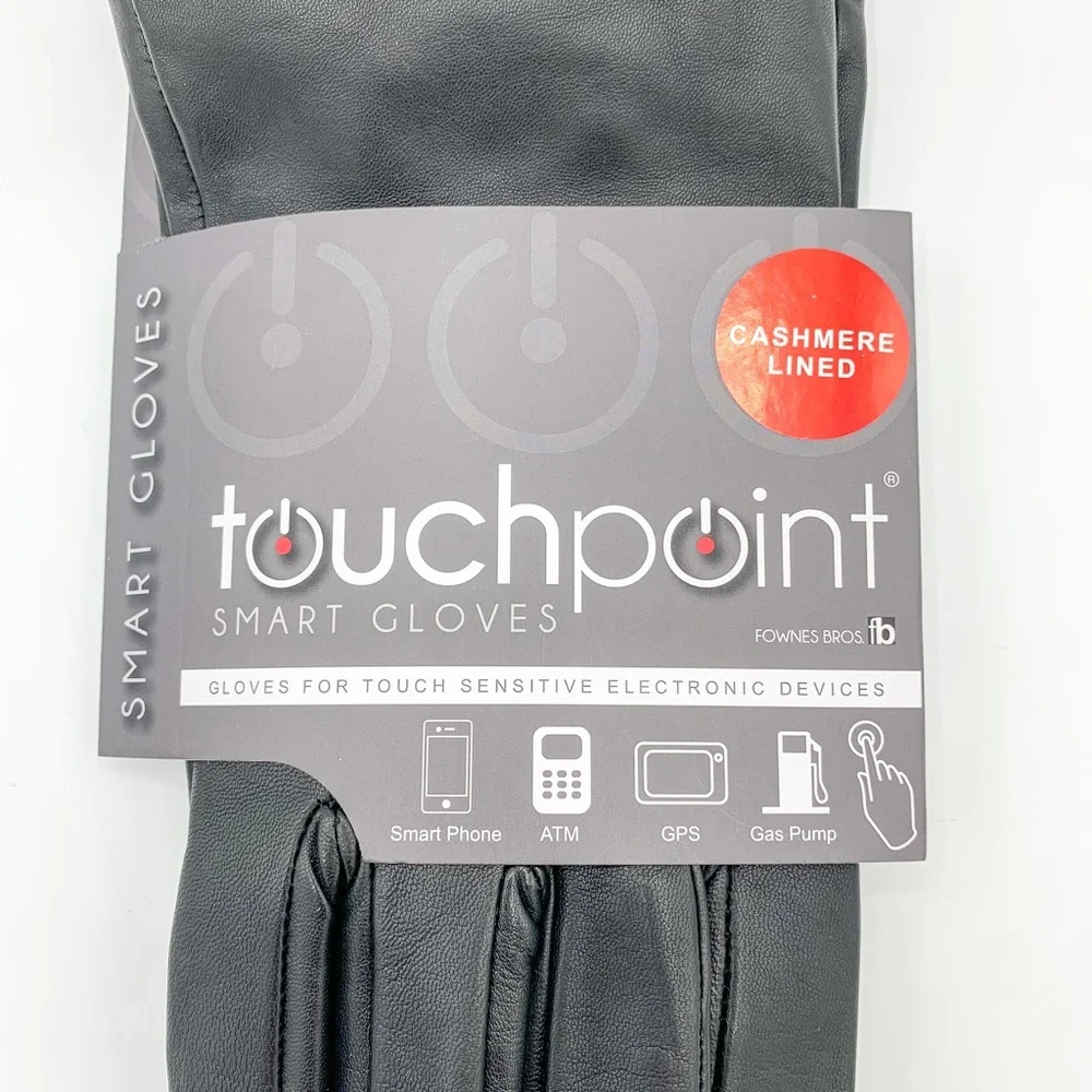 Touchpoint by Fownes Black Leather Cashmere Lined Gloves